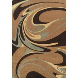 Alexa Abbey Modern Brown Paint Splatter Caricature Rug (82 x 115