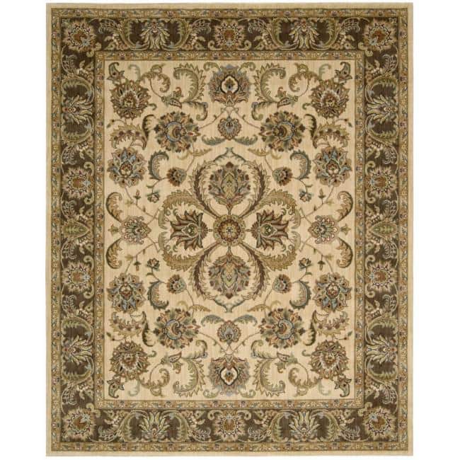 Nourison Antiquities Ivory Brown Floral Rug - Ivory/Brown - 7'9" x 9'9"