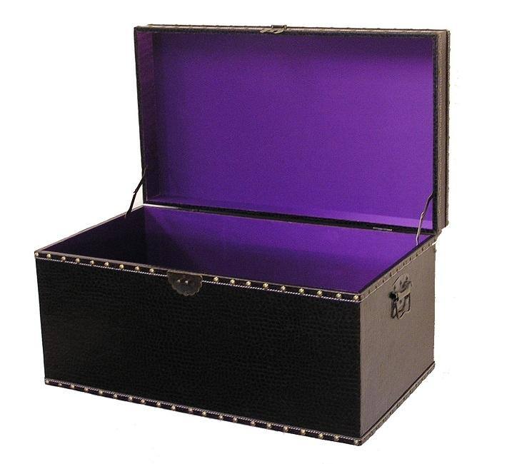 Decorative Petty Size Velvet-lined Wooden Trunk
