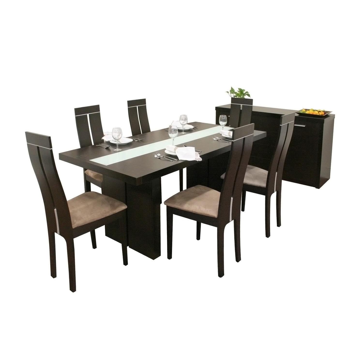 Magness 8 piece Dark Brown Modern Dining Set