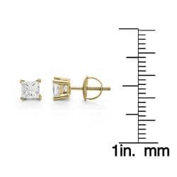 14k Yellow Gold Certified 1/2ct TDW Princess Cut Diamond Stud Earrings (G H, SI2) Diamond Earrings