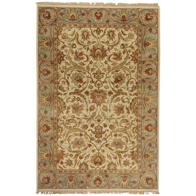 Hand knotted Finial Cream Wool Rug (56 X 86)