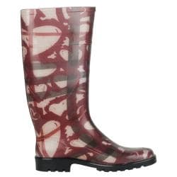 Burberry Women's 3643733 Rubber Check Rain Boots Burberry Designer Women's Shoes