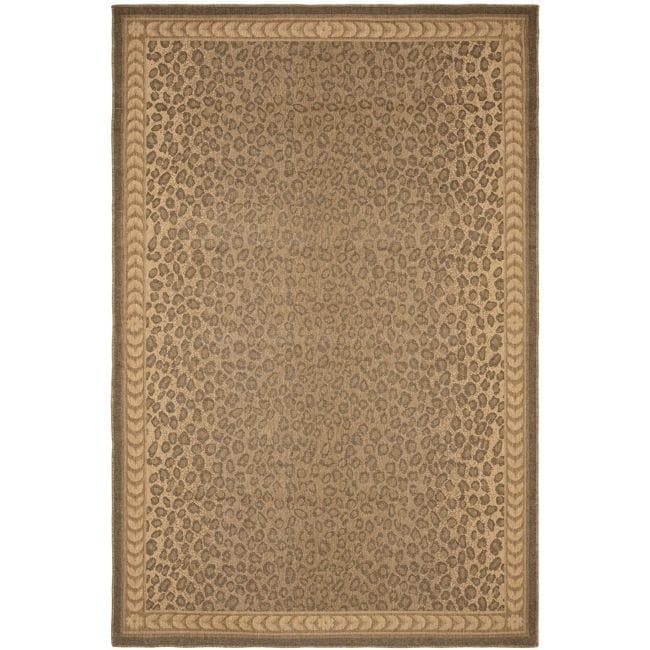 Safavieh Courtyard Natural/ Gold Leopard Print Indoor/ Outdoor Rug - 9' x 12'