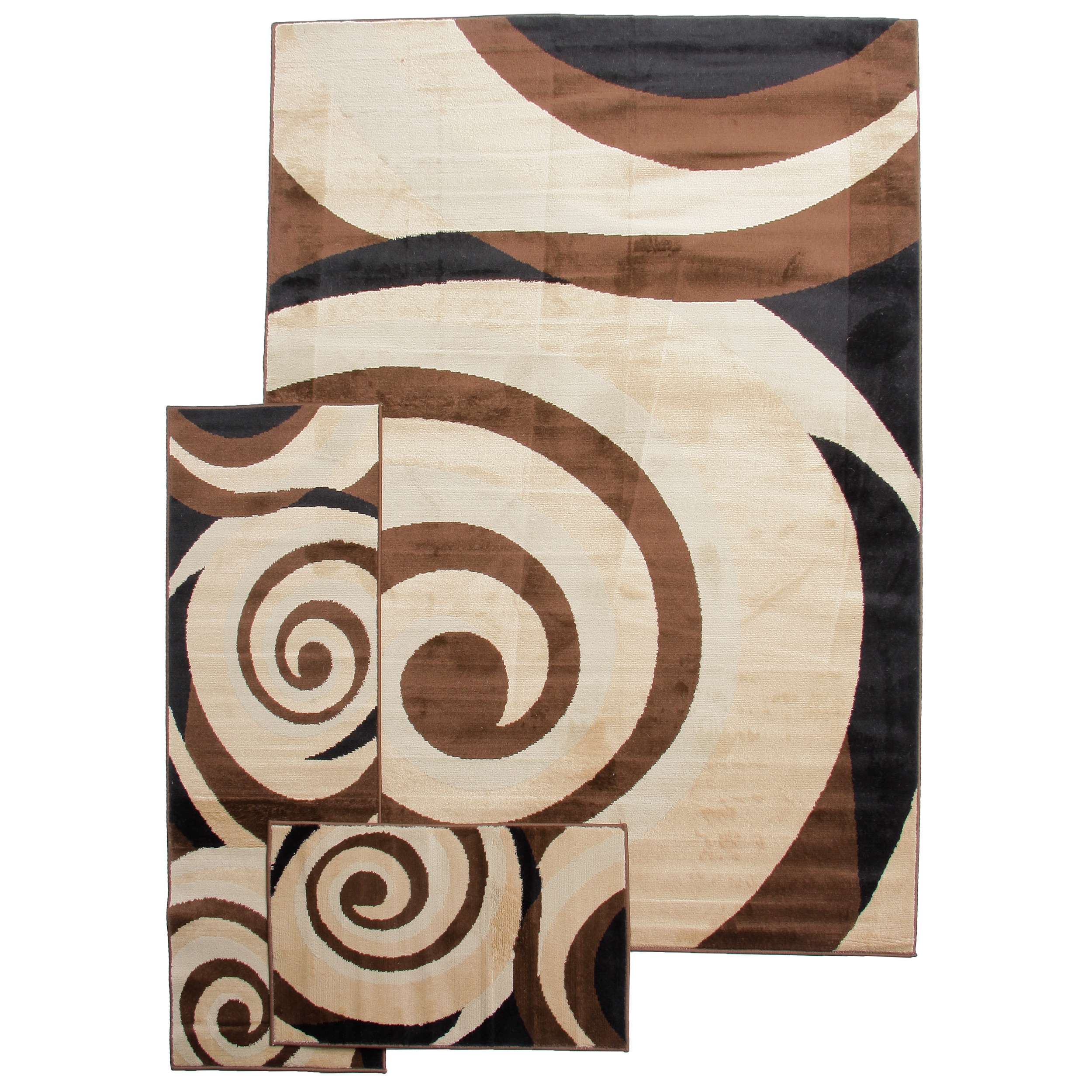 Contemporary Scrolls Waves Beige Ivory 3 piece Rug Set Today $83.99 3