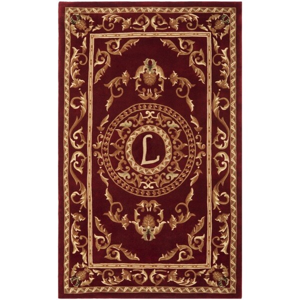 shop safavieh handmade monogram l red new zealand wool rug christmas rug 4x6