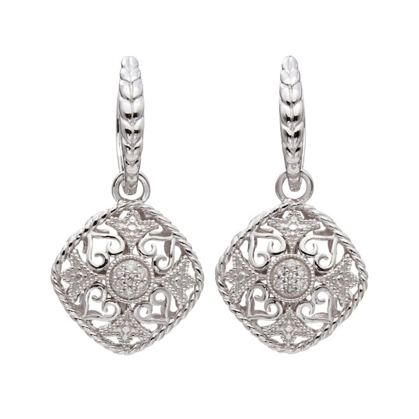 Silver 1/6ct TDW Diamond Vintage inspired Dangle Earrings (H I, I2)