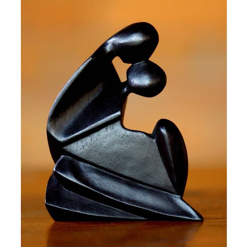 NOVICA Handmade First Kiss Suar Wood Sculpture (Indonesia) - 1.4