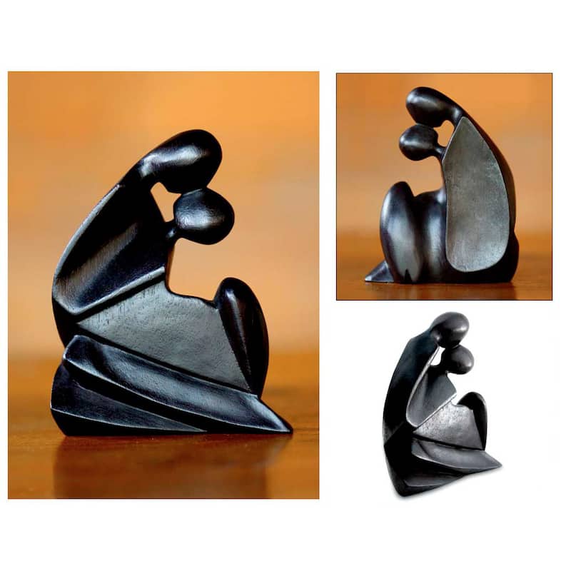 NOVICA Handmade First Kiss Suar Wood Sculpture (Indonesia) - 1.4