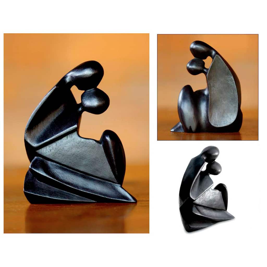 NOVICA Handmade First Kiss Suar Wood Sculpture (Indonesia) - 1.4