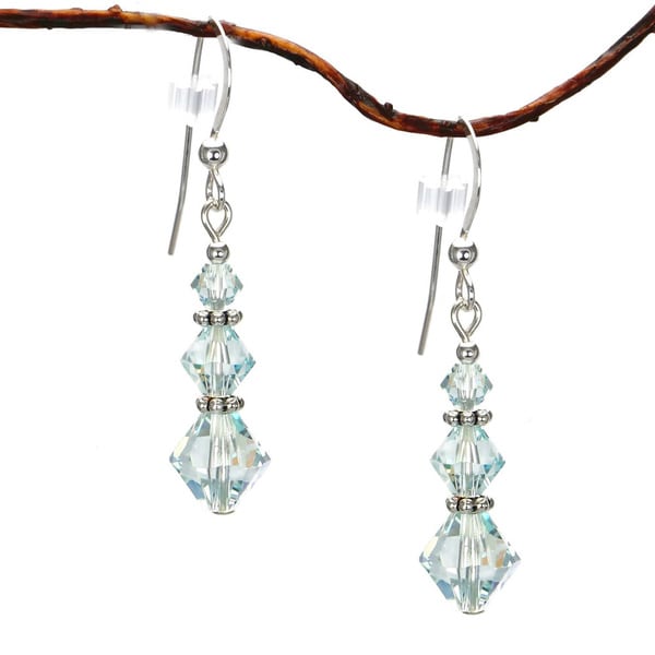 Shop Handmade Jewelry by Dawn Pale Blue Crystal Triple Bicone Sterling ...