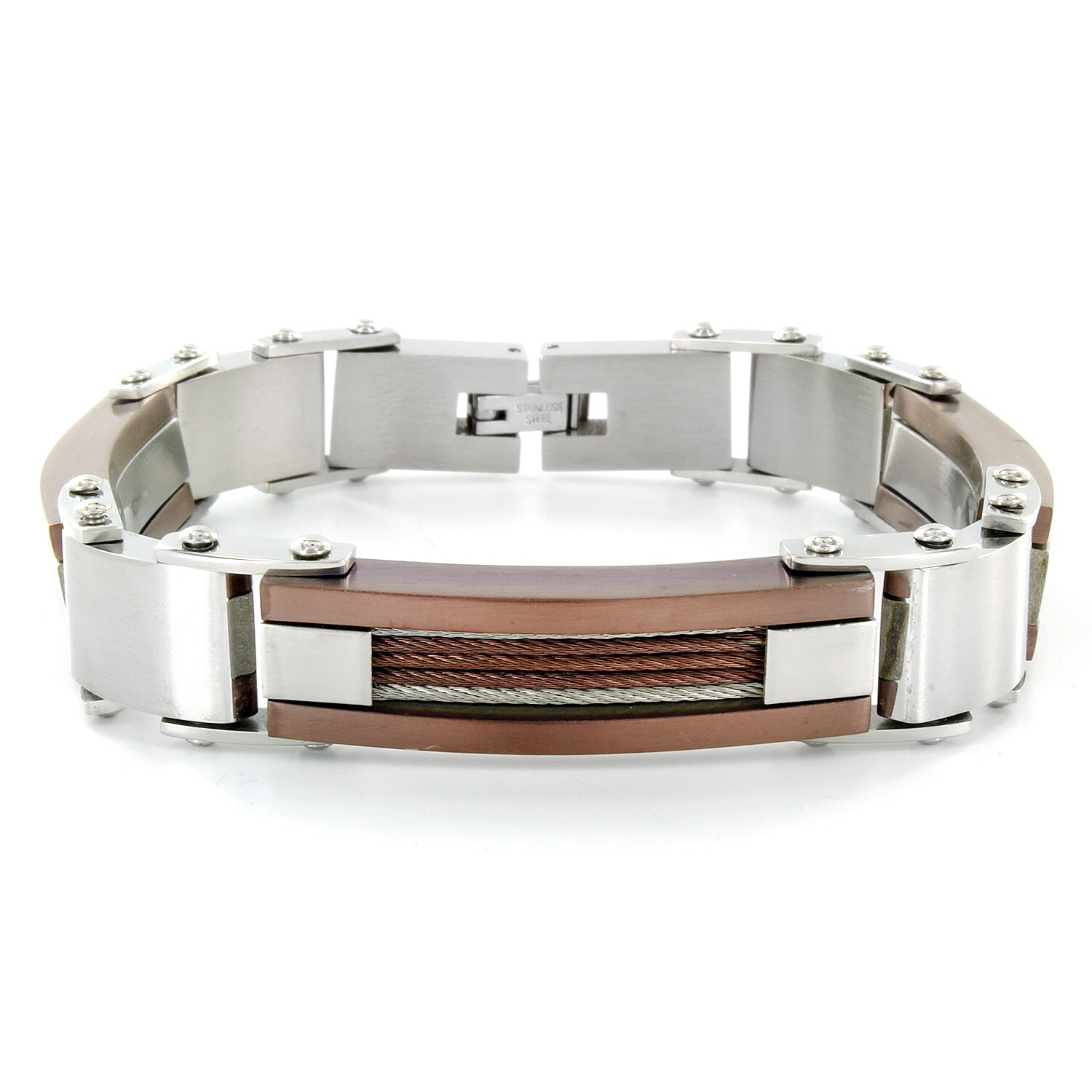 Stainless Steel Mens Copper Cable and Link Bracelet Today $31.19 5.0