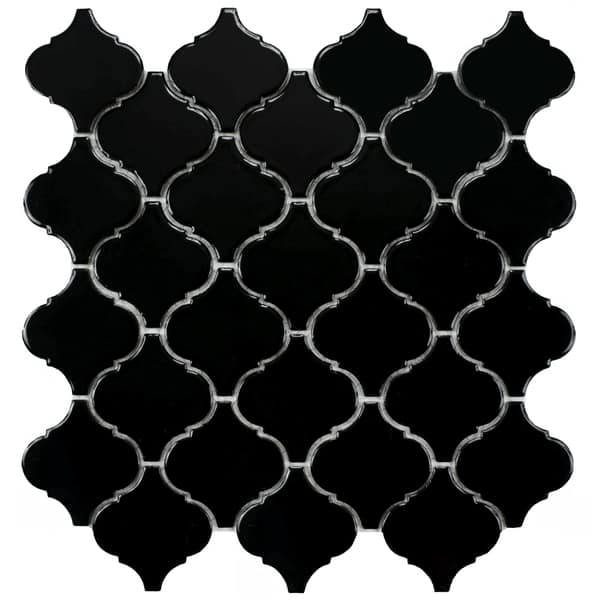 SomerTile 12.5x12.5-inch Morocco Glossy Black Porcelain Mosaic Tiles ...