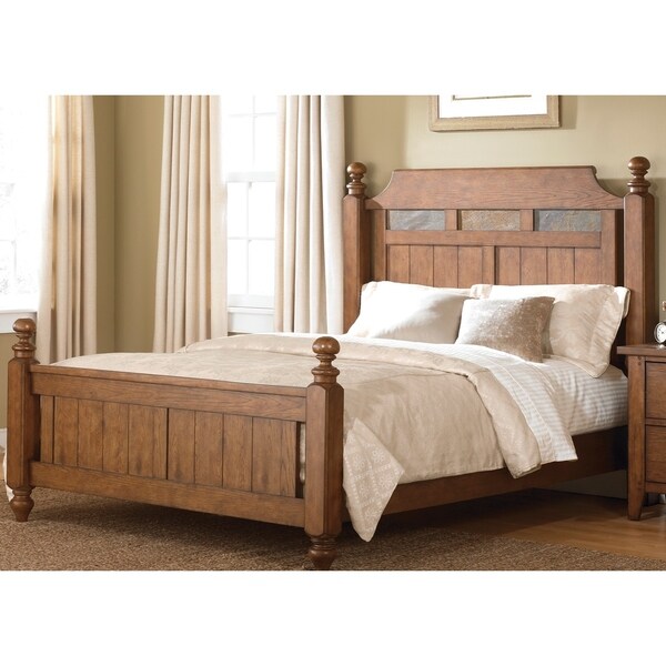 Shop Heathstone Oak Queensize Poster Bed On Sale Free Shipping