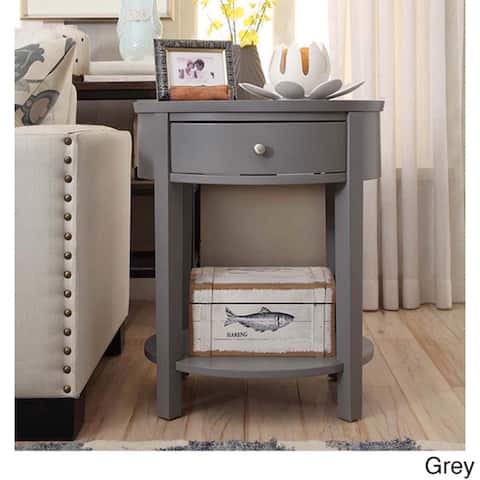Fillmore 1-Drawer Oval Wood Shelf Accent End Table by iNSPIRE Q Modern