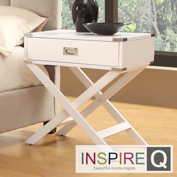 INSPIRE Q Kenton White X Base Wood Accent Table INSPIRE Q Nightstands