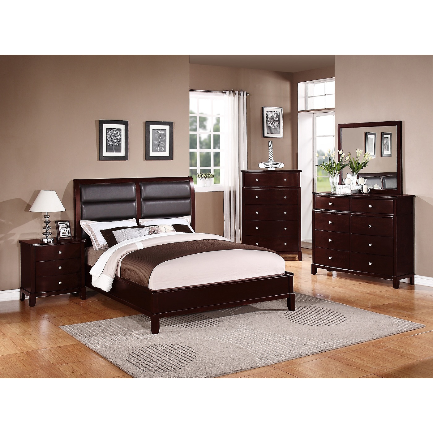 Cdecor Kardish 5 piece Queen size Bedroom Set Black Size Queen