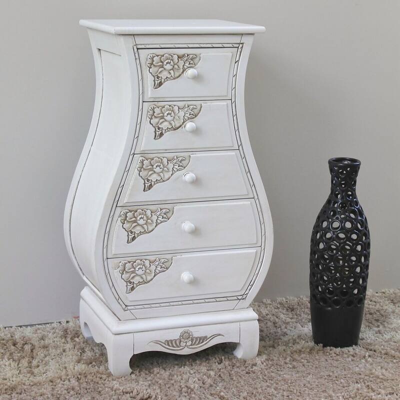 Windsor Carved 5-Drawer Bombay Chest