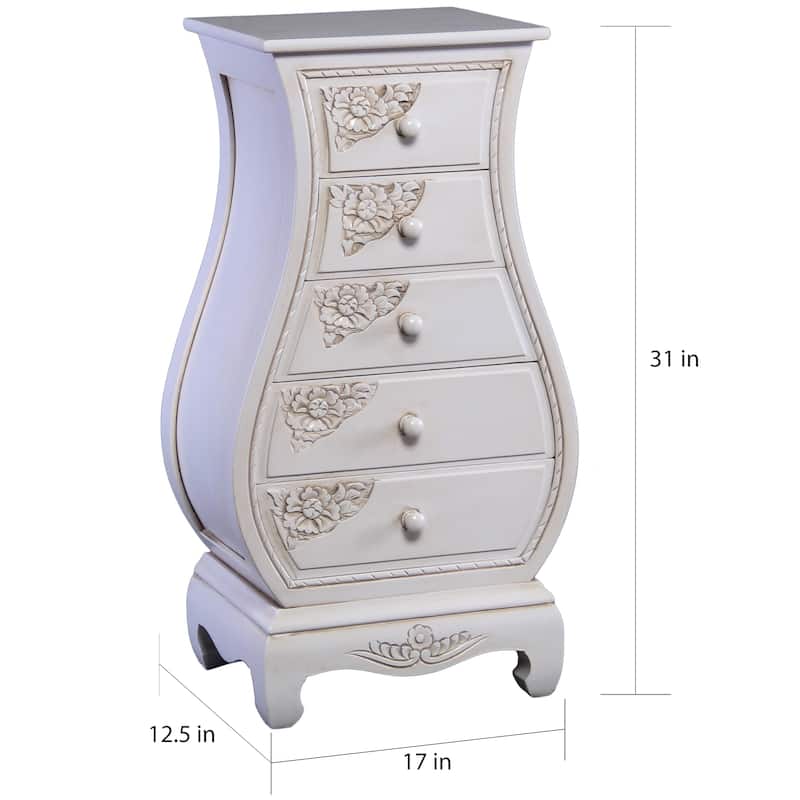 Windsor Carved 5-Drawer Bombay Chest