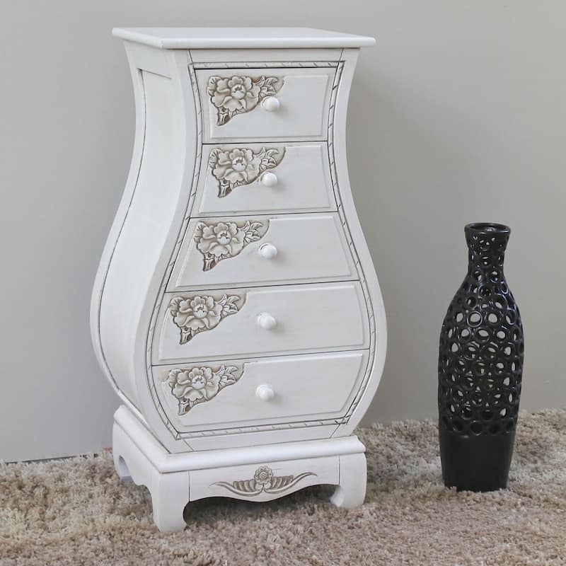 Windsor Carved 5-Drawer Bombay Chest