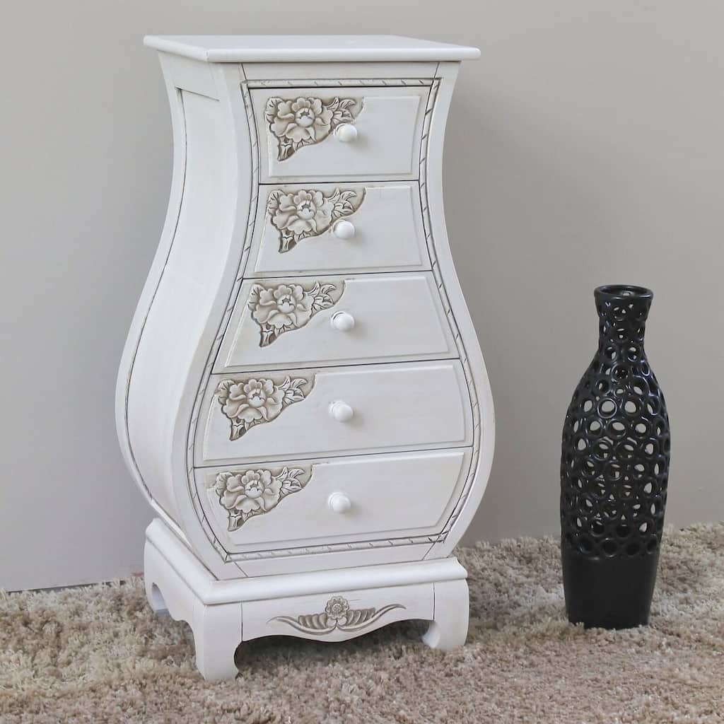 Windsor Carved 5-Drawer Bombay Chest