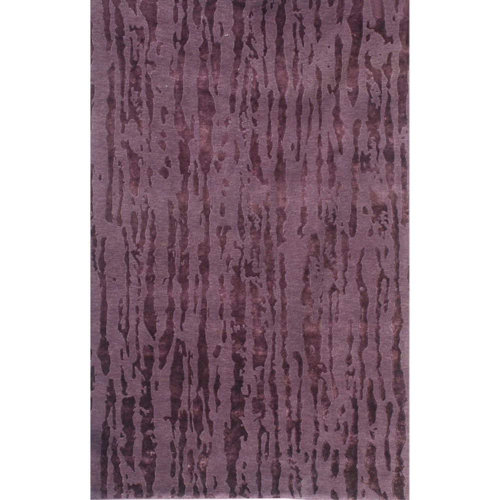 Hand knotted Abstract Amethyst Wool/ Art silk Rug (8 X 11)
