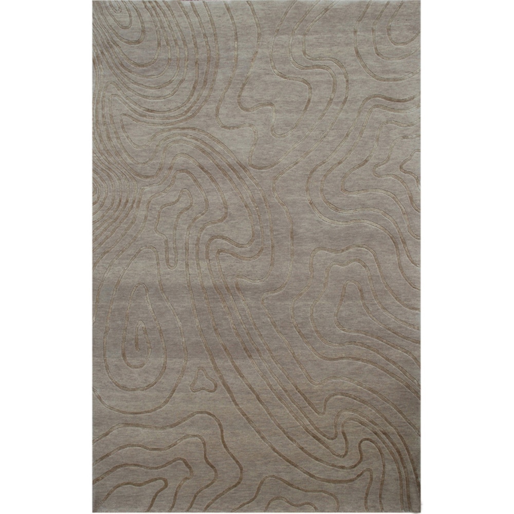 Hand knotted Abstract Natural Beige Wool/ Art silk Rug (8 X 11)