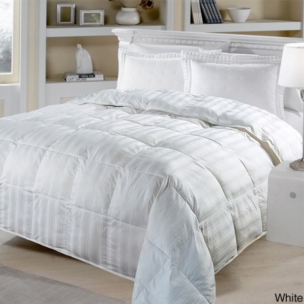 All season Beauty Stripe 330 Thread Count White Down Comforter