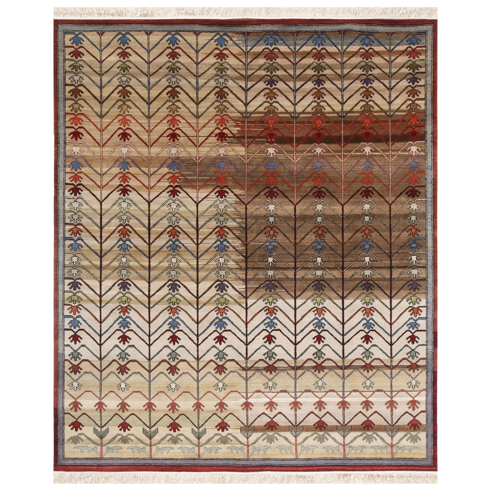 Hand knotted Abstract Contemporary Mix Wool Rug (8 X 10)