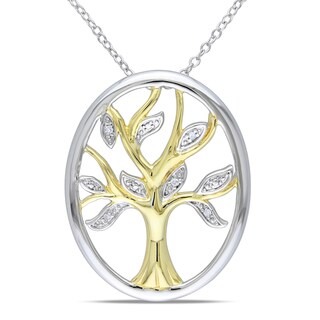 Shop Sterling Silver Diamond Accent Tree Necklace - Free Shipping Today ...