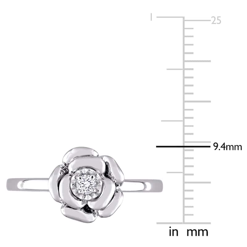 Miadora Sterling Silver Diamond Accent Flower Ring