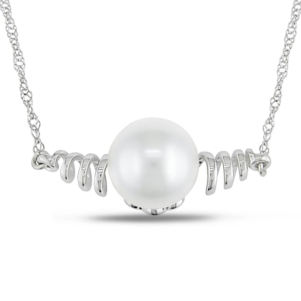 Miadora 14k White Gold White Freshwater Pearl Necklace (8.5 9 mm) Miadora Pearl Necklaces