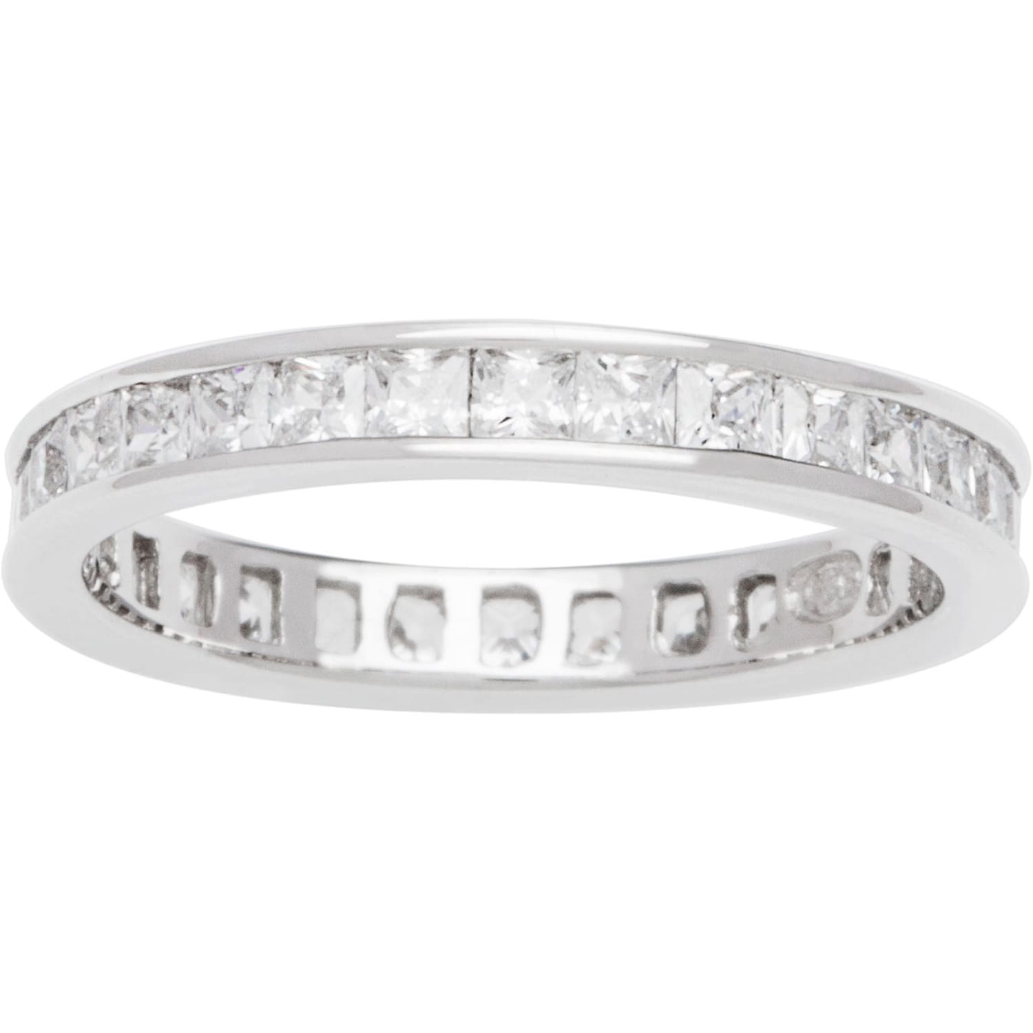 Sterling Silver Princess cut Clear Cubic Zirconia Eternity Band Today