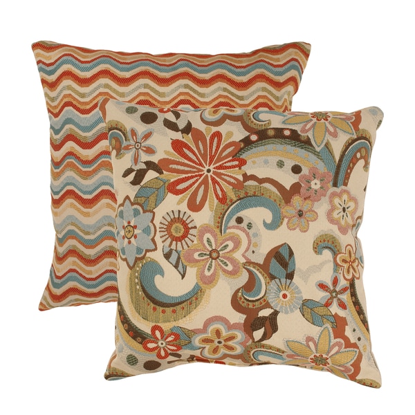 Pillow Perfect Floral Splash/ Wave 18inch Multicolored Throw Pillows