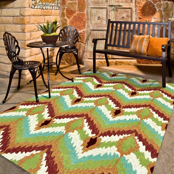 Indoor/ Outdoor Hand hooked Portia Multi Rug (7'6 x 9'6) Alexander Home 7x9   10x14 Rugs