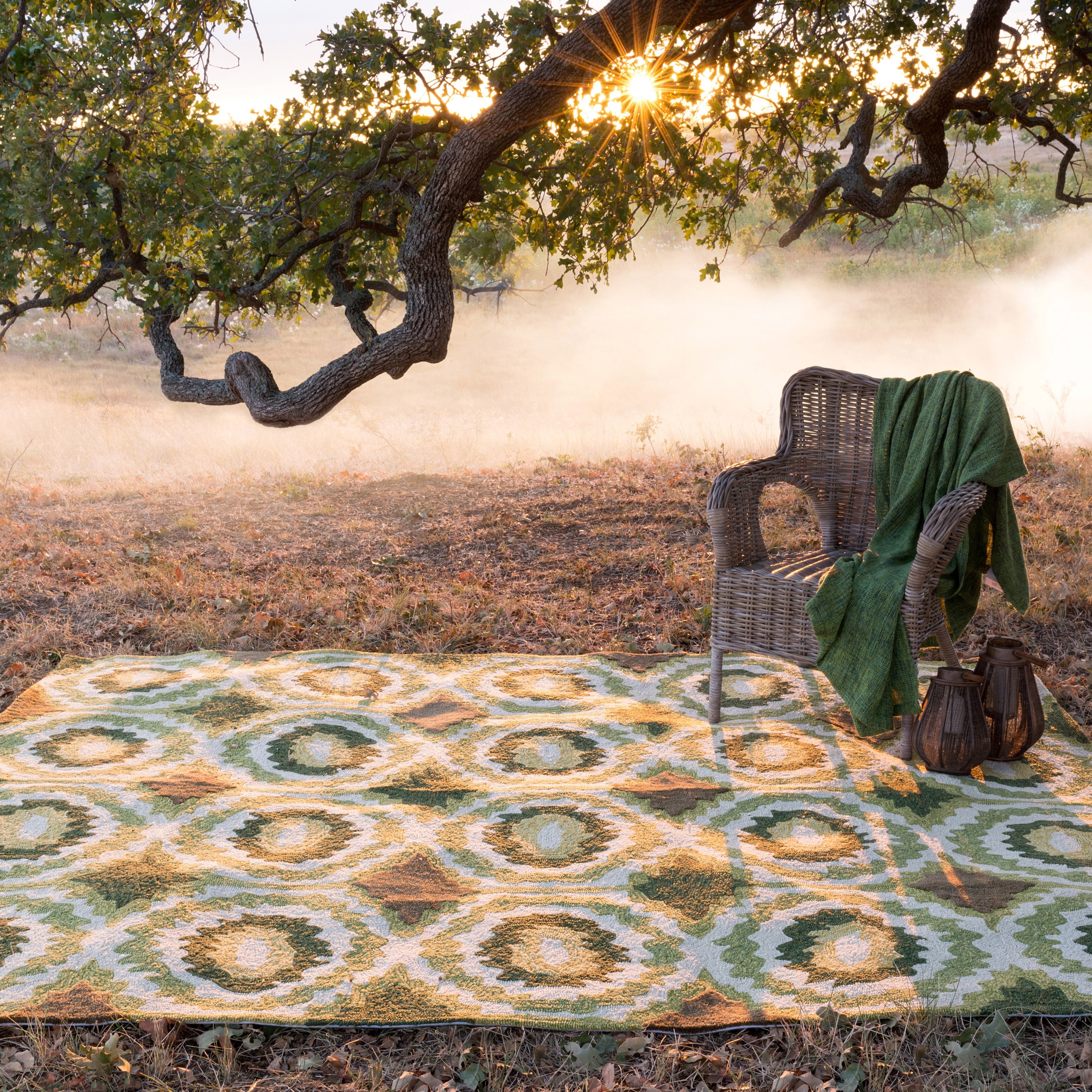 Indoor/outdoor Hand hooked Portia Lime Rug (36 X 56)