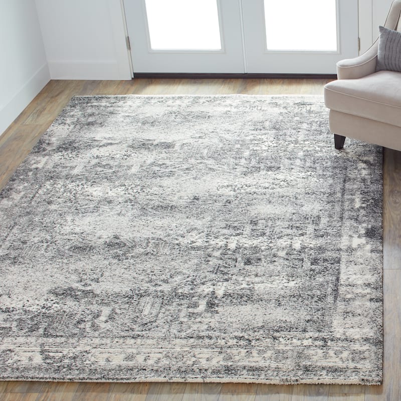 Alexander Home Cassidy Abstract Distressed Transitional Area Rug