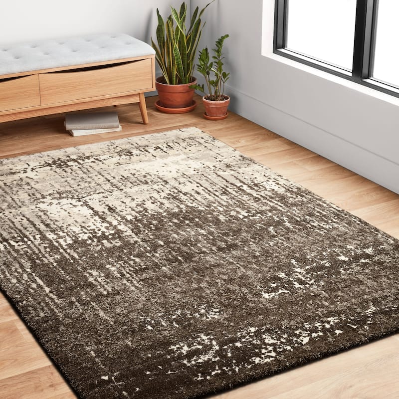 Alexander Home Cassidy Abstract Micro Shag Area Rug