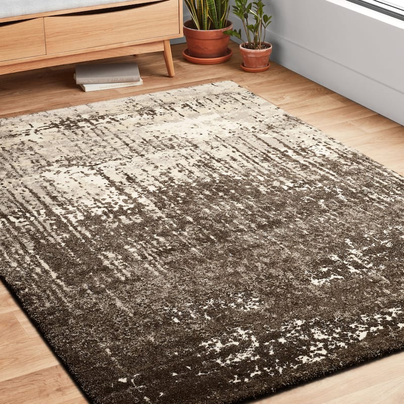 Alexander Home Cassidy Abstract Micro Shag Area Rug
