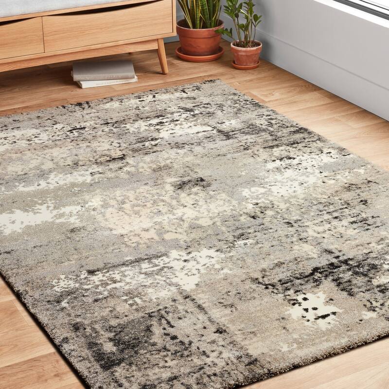 Alexander Home Cassidy Abstract Modern Area Rug - 3'10" x 5'7" - Grey - Runner/Rectangle