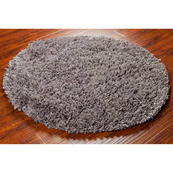 Mandara Hand-woven Grey Shag Rug (4' Round)