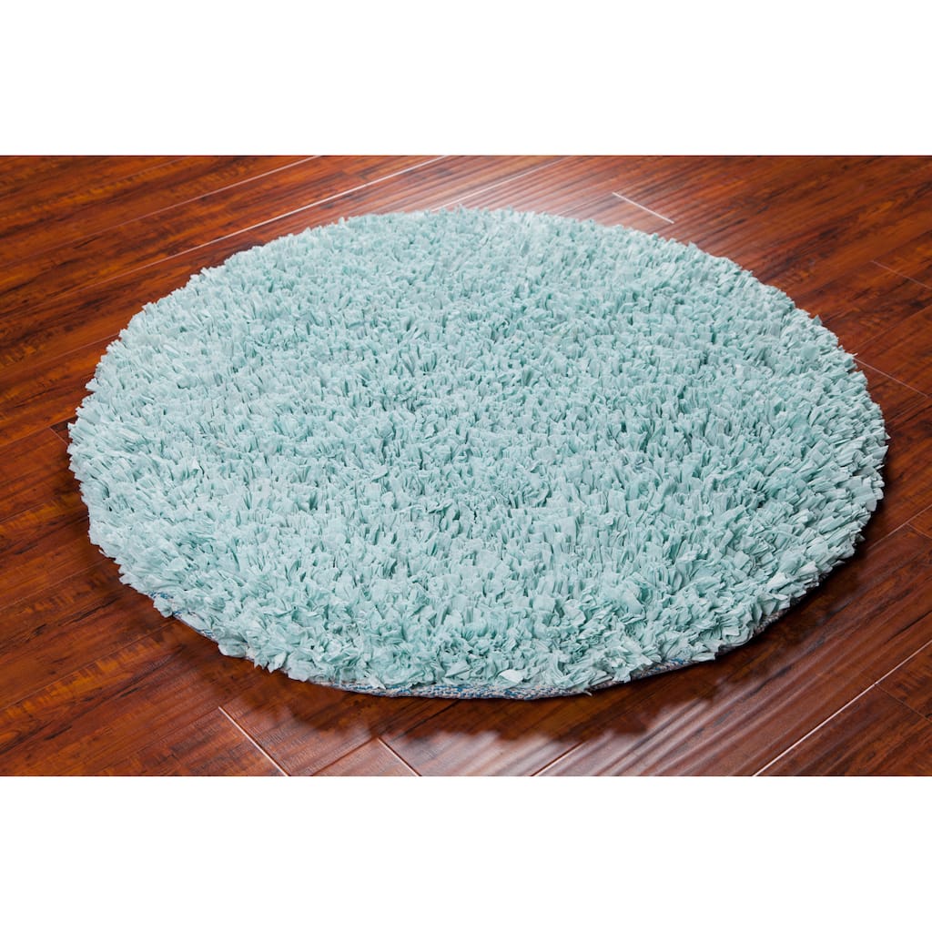 Mandara Hand-woven Blue Shag Rug - 4' x 4'