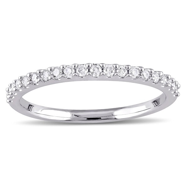 Miadora 335k White Gold 335/35ct TDW Diamond Stackable Wedding Band ...