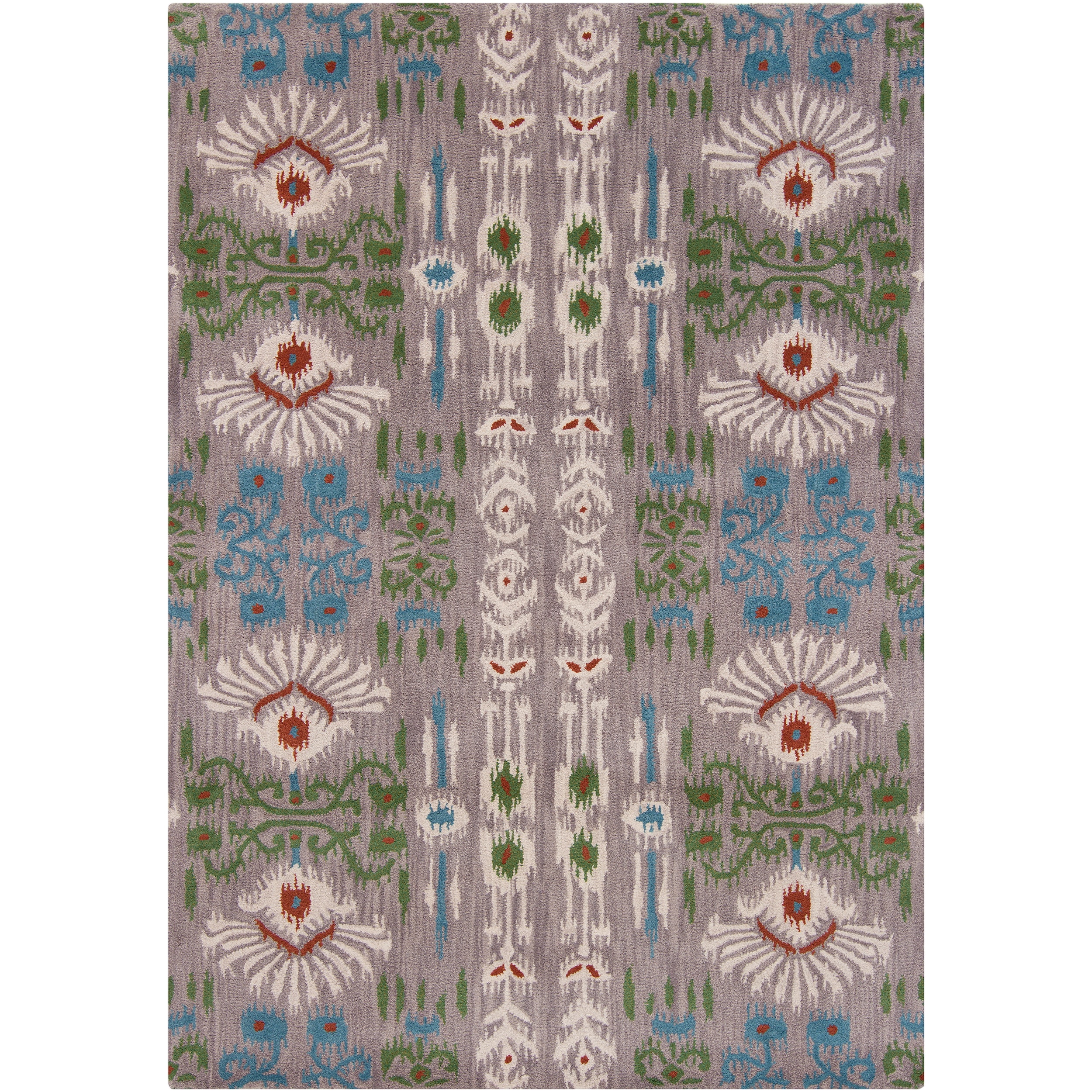 Mandara Gray background Hand tufted Abstract Wool Rug