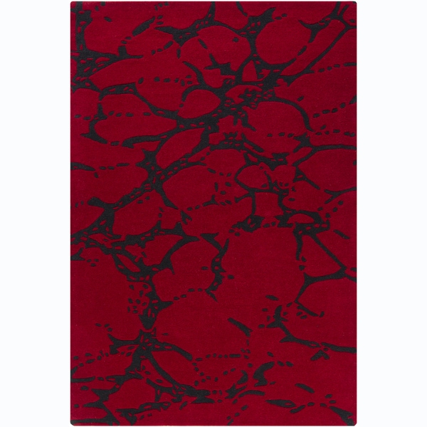 Mandara Red Hand Tufted Abstract Wool Rug Mandara 5x8   6x9 Rugs