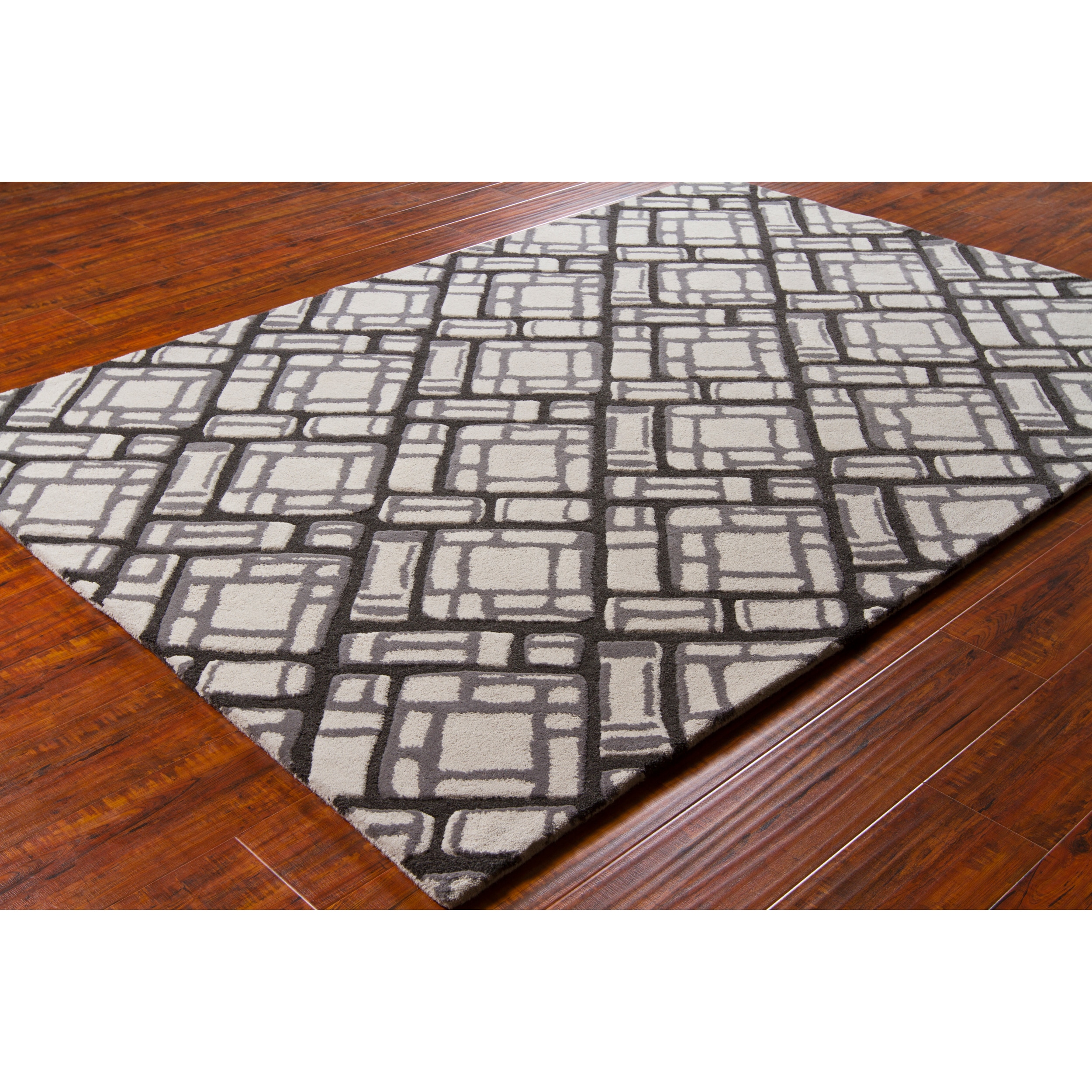 Mandara Gray Hand tufted Abstract Wool Rug