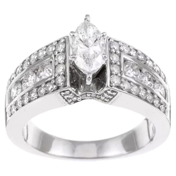 Eloquence 14k White Gold 1 1/2ct TDW Diamond Engagement Ring