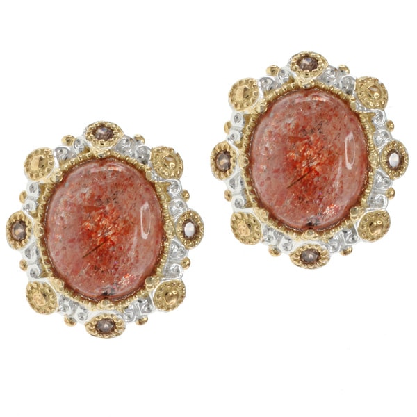 Michael Valitutti Two tone Sunstone and Chocolate Zircon Earrings Michael Valitutti Gemstone Earrings