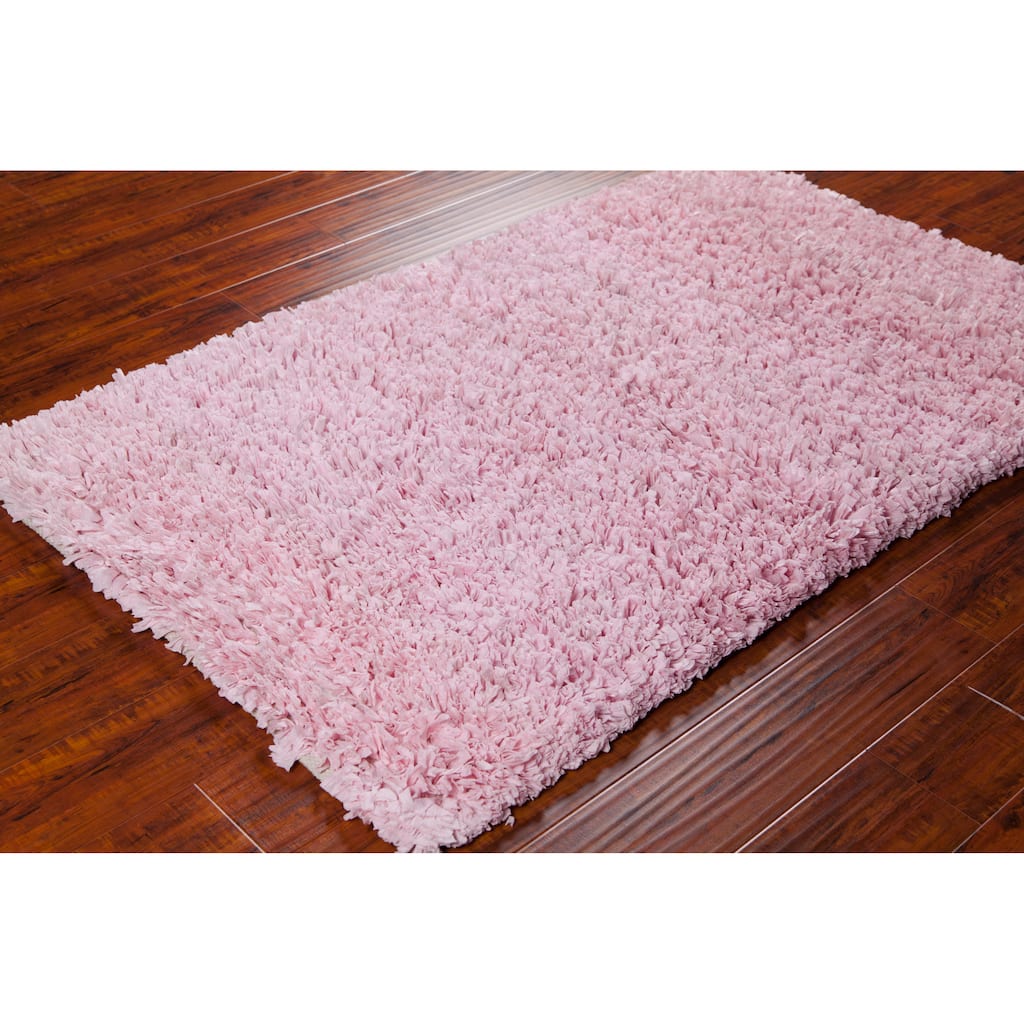 Mandara Hand-woven Pink Shag Rug (3'6 x 5'6)