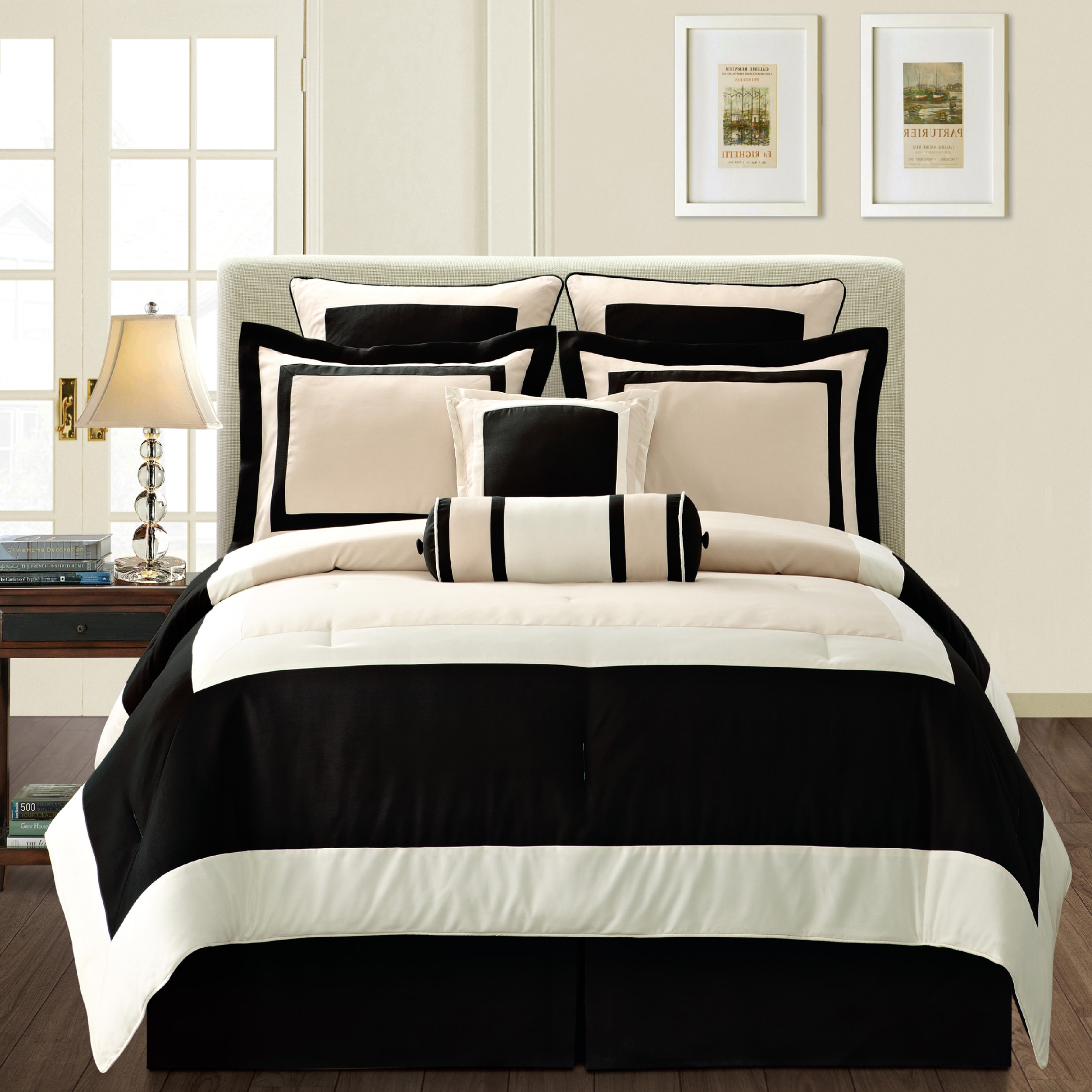 Gramercy Queen size 12 Piece Black Bed In A Bag With Sheet Set